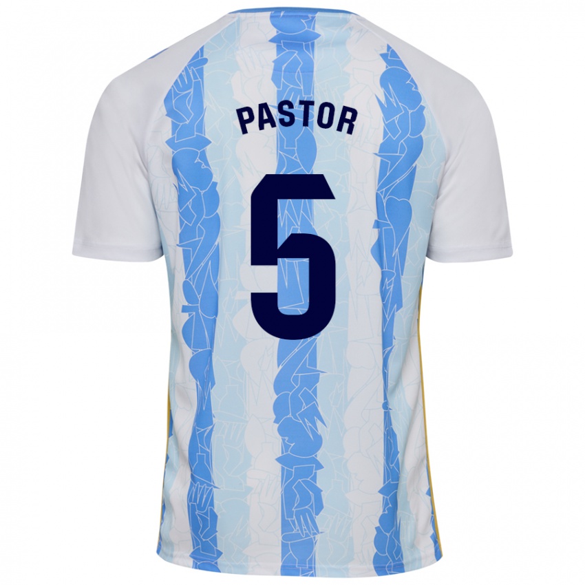 Kinderen Álex Pastor #5 Wit Blauw Thuisshirt Thuistenue 2024/25 T-Shirt België