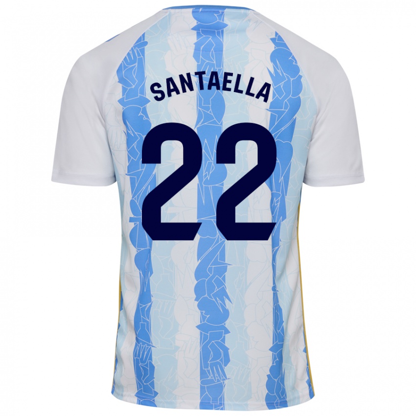 Kinderen Miguel Ángel Santaella #22 Wit Blauw Thuisshirt Thuistenue 2024/25 T-Shirt België