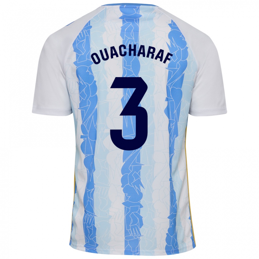 Kinderen Bilal Ouacharaf #3 Wit Blauw Thuisshirt Thuistenue 2024/25 T-Shirt België