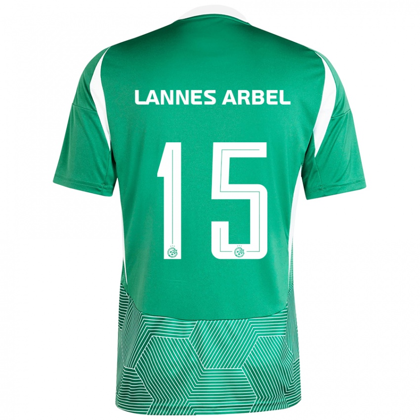 Enfant Maillot Tomer Lannes Arbel #15 Vert Blanc Tenues Domicile 2024/25 T-Shirt Belgique