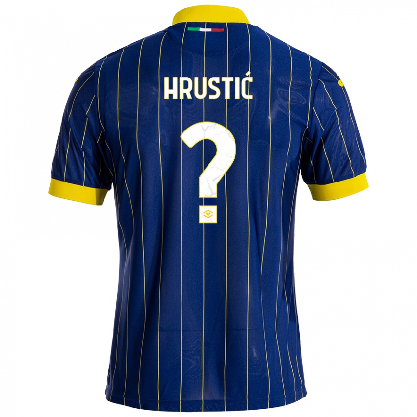 Enfant Maillot Ajdin Hrustić #0 Bleu Jaune Tenues Domicile 2024/25 T-Shirt Belgique