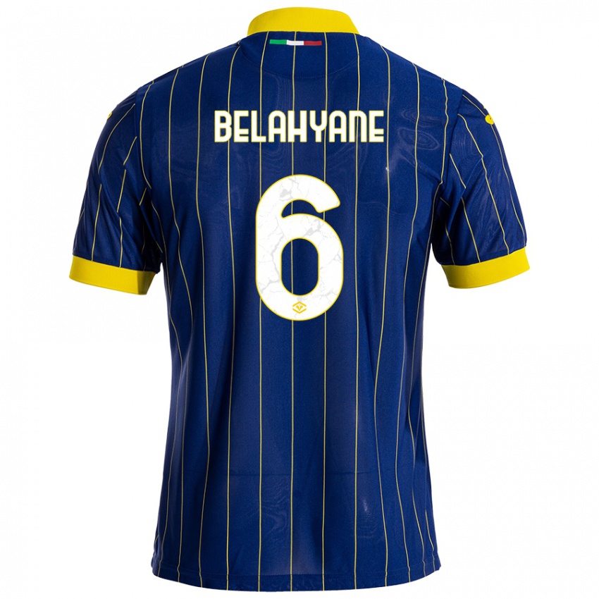 Enfant Maillot Reda Belahyane #6 Bleu Jaune Tenues Domicile 2024/25 T-Shirt Belgique