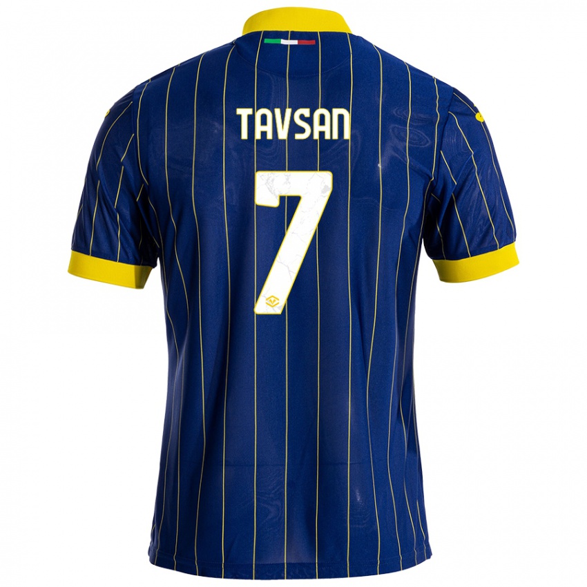 Enfant Maillot Elayis Tavsan #7 Bleu Jaune Tenues Domicile 2024/25 T-Shirt Belgique