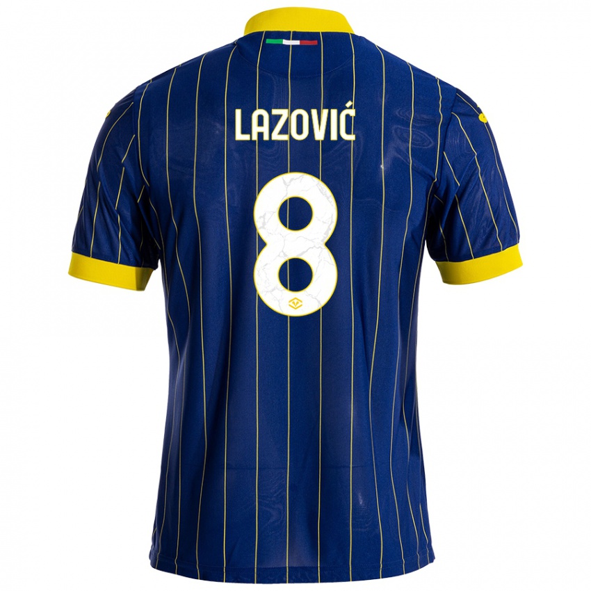 Enfant Maillot Darko Lazović #8 Bleu Jaune Tenues Domicile 2024/25 T-Shirt Belgique