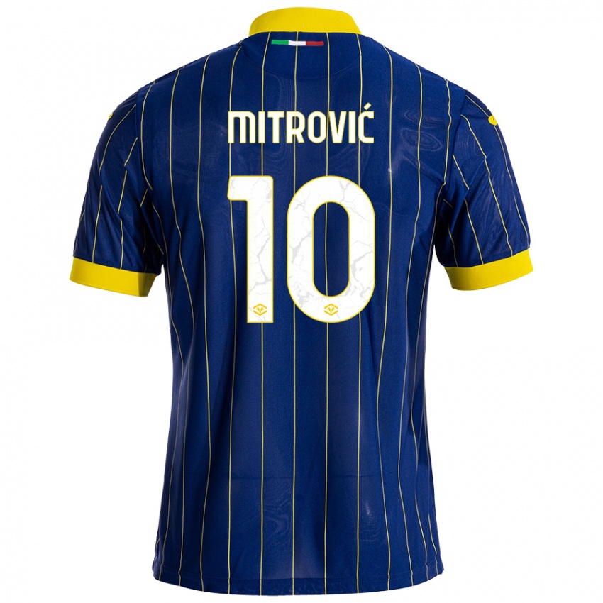 Enfant Maillot Stefan Mitrović #10 Bleu Jaune Tenues Domicile 2024/25 T-Shirt Belgique