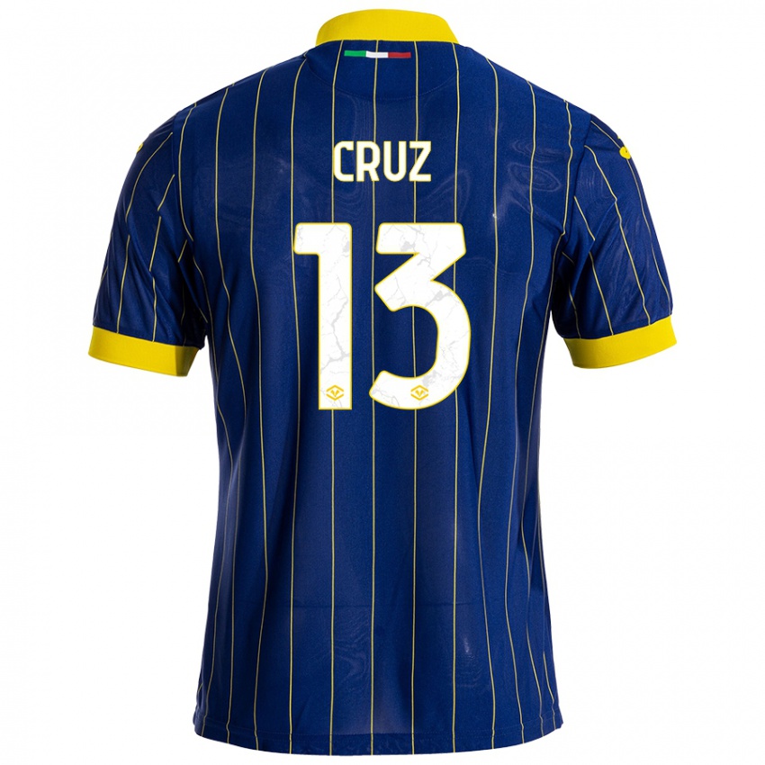 Enfant Maillot Juan Manuel Cruz #13 Bleu Jaune Tenues Domicile 2024/25 T-Shirt Belgique