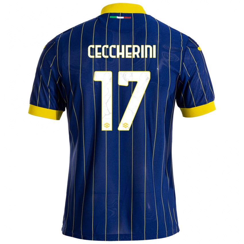 Enfant Maillot Federico Ceccherini #17 Bleu Jaune Tenues Domicile 2024/25 T-Shirt Belgique