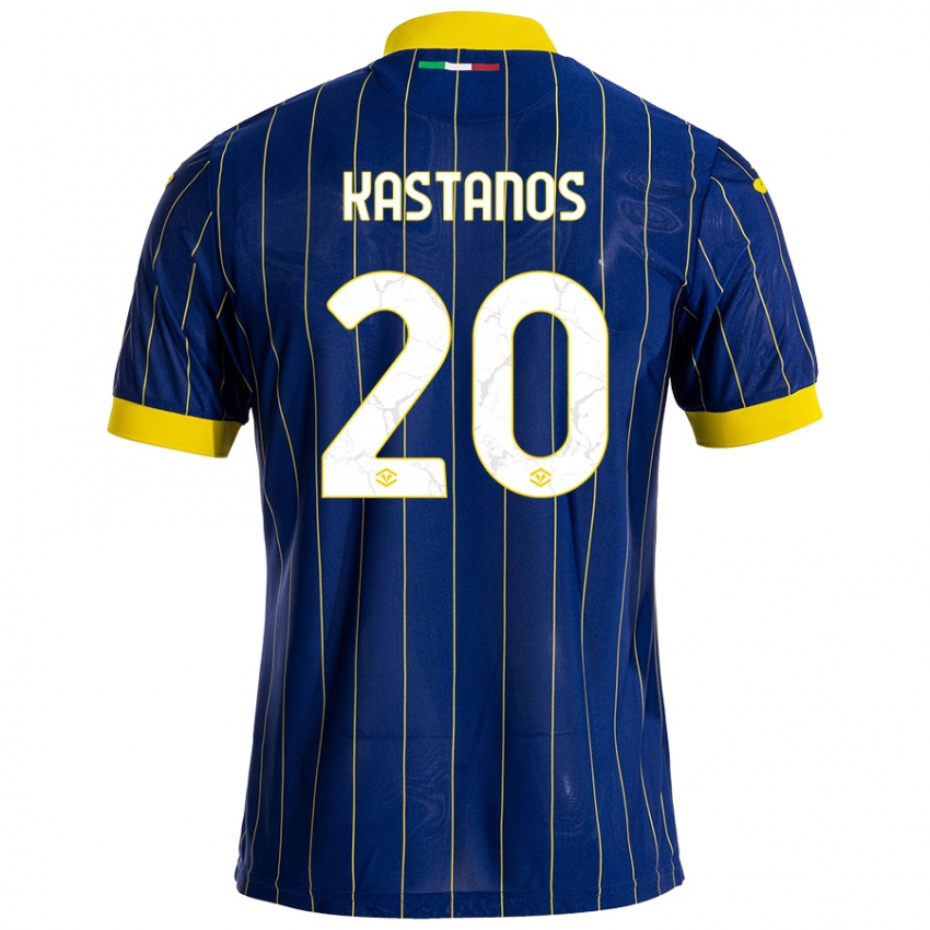 Enfant Maillot Grigoris Kastanos #20 Bleu Jaune Tenues Domicile 2024/25 T-Shirt Belgique