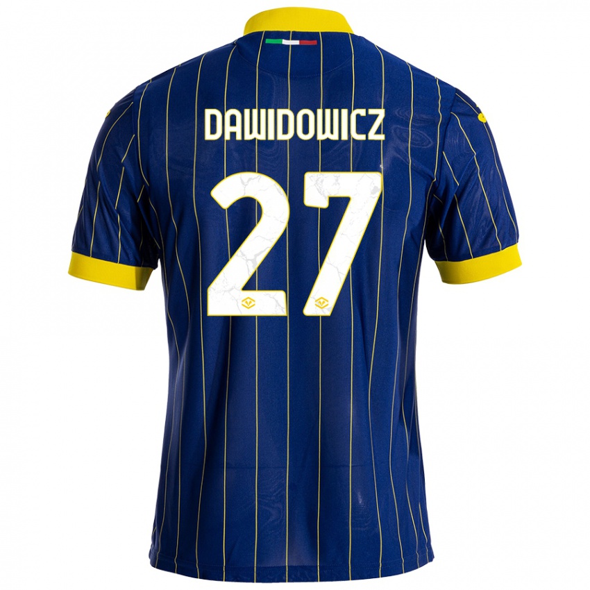 Enfant Maillot Pawel Dawidowicz #27 Bleu Jaune Tenues Domicile 2024/25 T-Shirt Belgique