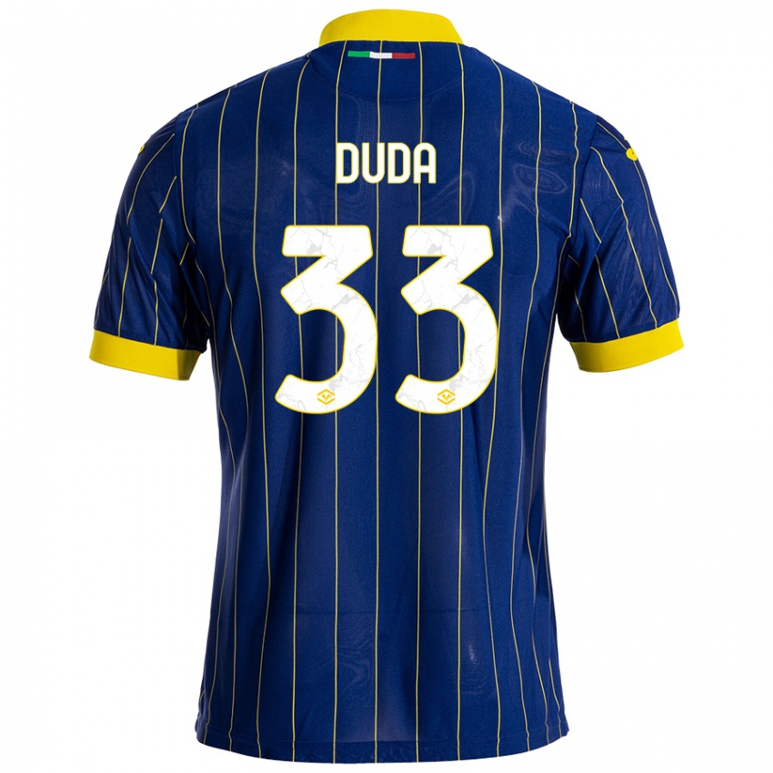 Enfant Maillot Ondrej Duda #33 Bleu Jaune Tenues Domicile 2024/25 T-Shirt Belgique