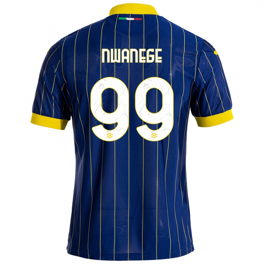 Enfant Maillot Karlson Nwanege #99 Bleu Jaune Tenues Domicile 2024/25 T-Shirt Belgique