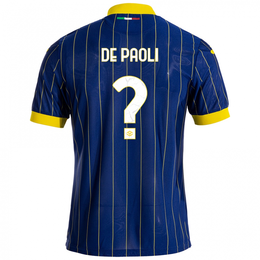 Enfant Maillot Mirko De Paoli #0 Bleu Jaune Tenues Domicile 2024/25 T-Shirt Belgique