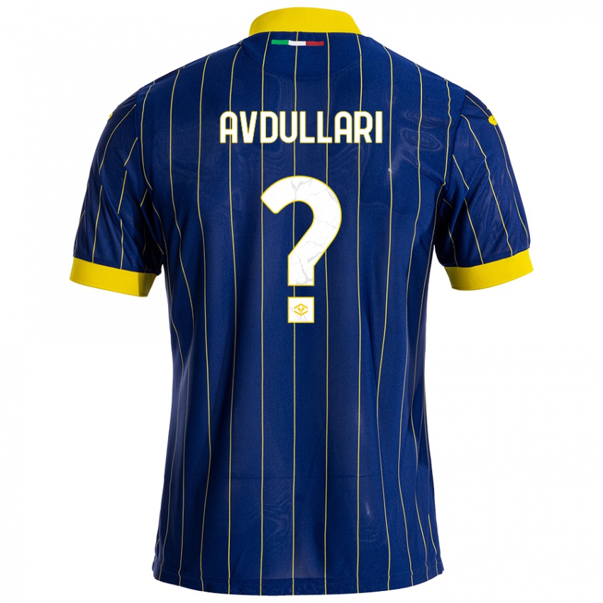 Enfant Maillot Davide Avdullari #0 Bleu Jaune Tenues Domicile 2024/25 T-Shirt Belgique