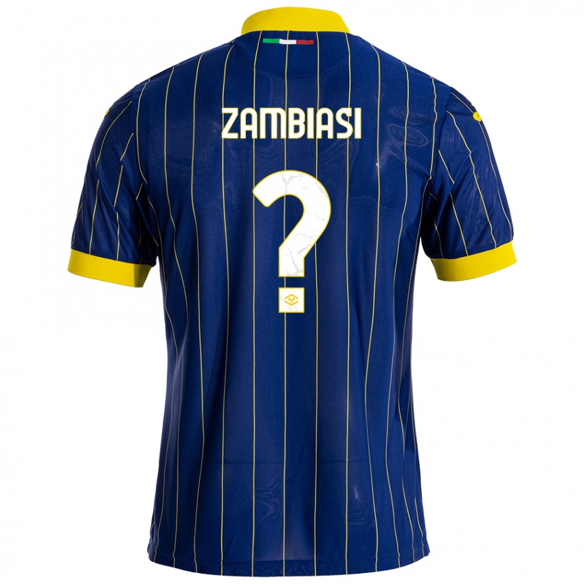 Enfant Maillot Yonas Zambiasi #0 Bleu Jaune Tenues Domicile 2024/25 T-Shirt Belgique