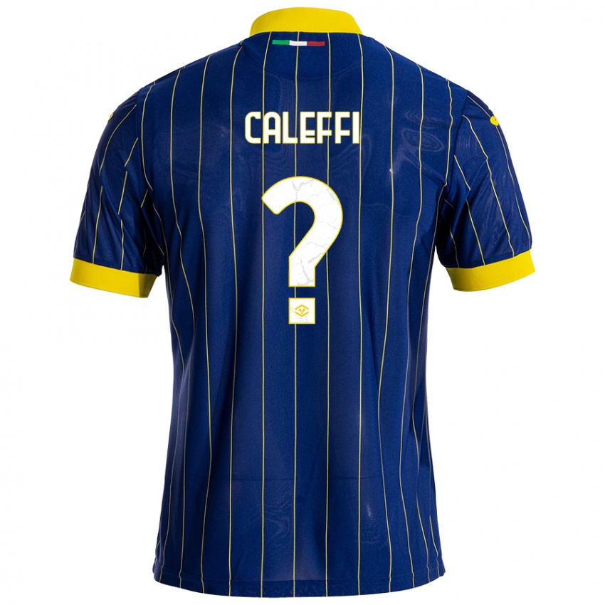 Enfant Maillot Andrea Caleffi #0 Bleu Jaune Tenues Domicile 2024/25 T-Shirt Belgique