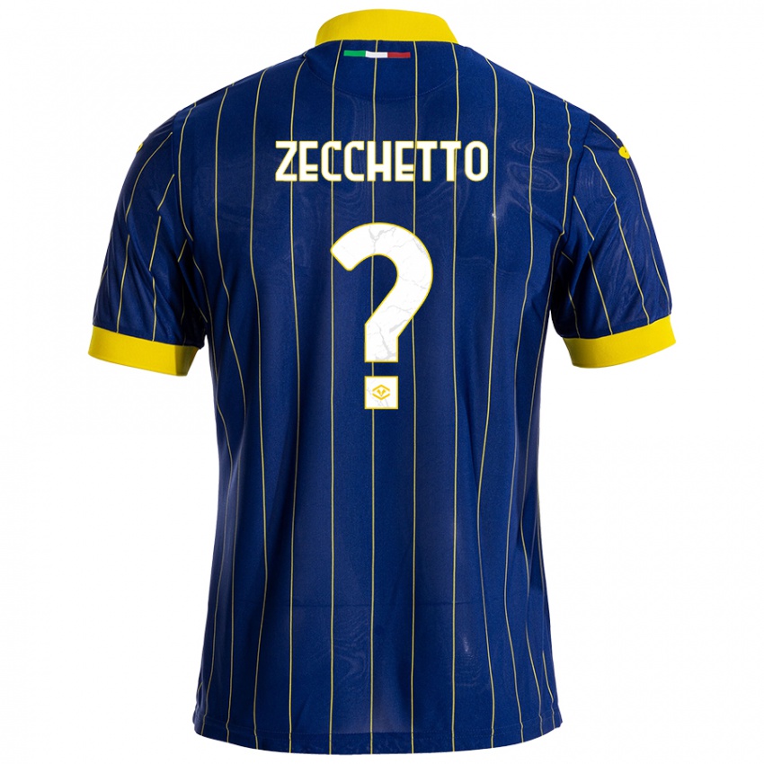 Enfant Maillot Leonardo Zecchetto #0 Bleu Jaune Tenues Domicile 2024/25 T-Shirt Belgique