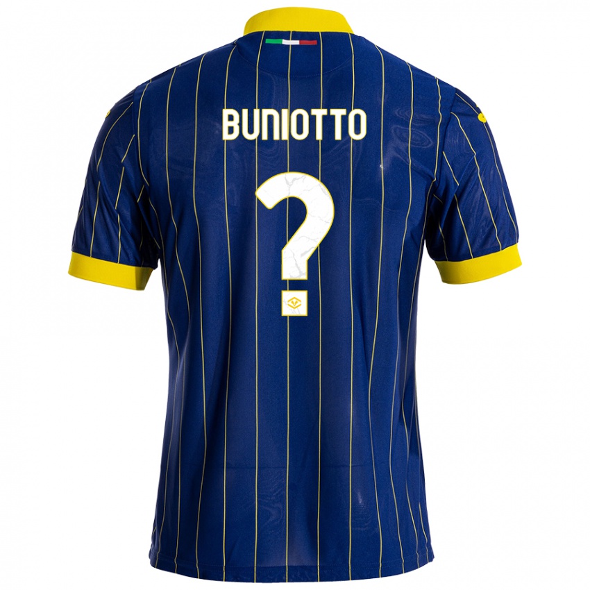 Enfant Maillot Mattia Buniotto #0 Bleu Jaune Tenues Domicile 2024/25 T-Shirt Belgique