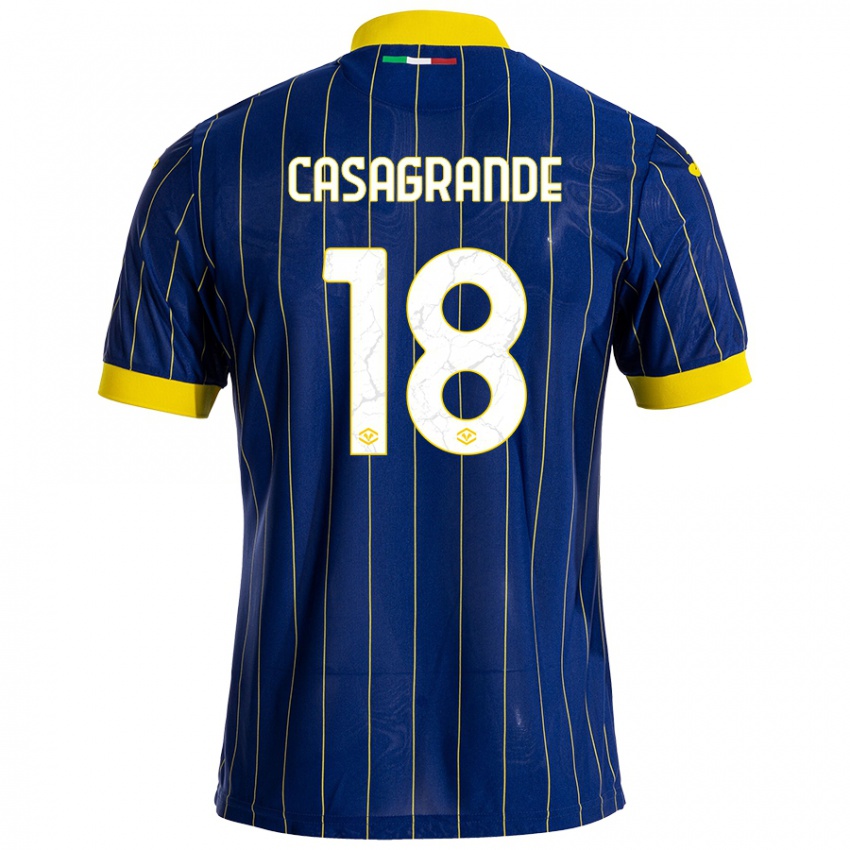 Enfant Maillot Davide Casagrande #18 Bleu Jaune Tenues Domicile 2024/25 T-Shirt Belgique