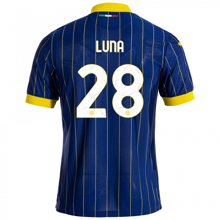 Enfant Maillot Agustín Luna #28 Bleu Jaune Tenues Domicile 2024/25 T-Shirt Belgique