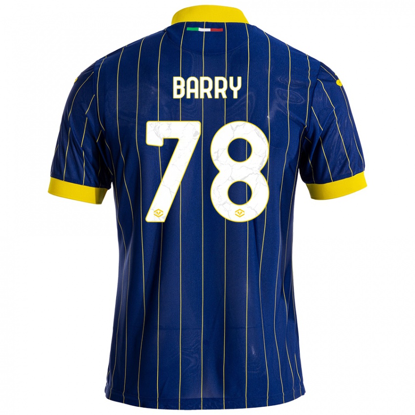 Enfant Maillot Oumar Barry #78 Bleu Jaune Tenues Domicile 2024/25 T-Shirt Belgique