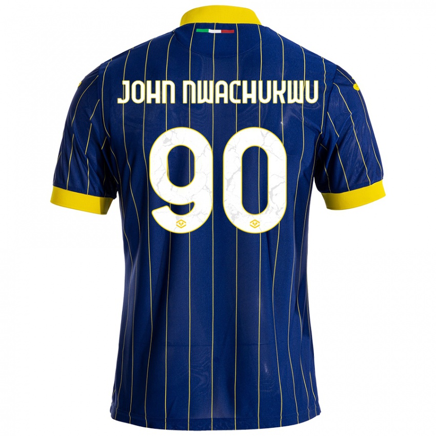 Enfant Maillot Samuel John Nwachukwu #90 Bleu Jaune Tenues Domicile 2024/25 T-Shirt Belgique