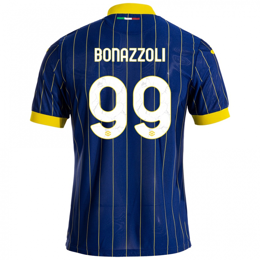 Enfant Maillot Federico Bonazzoli #99 Bleu Jaune Tenues Domicile 2024/25 T-Shirt Belgique