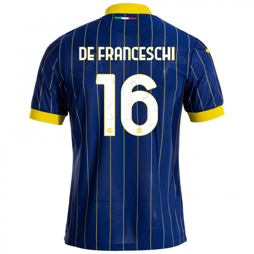 Enfant Maillot Edoardo De Franceschi #16 Bleu Jaune Tenues Domicile 2024/25 T-Shirt Belgique