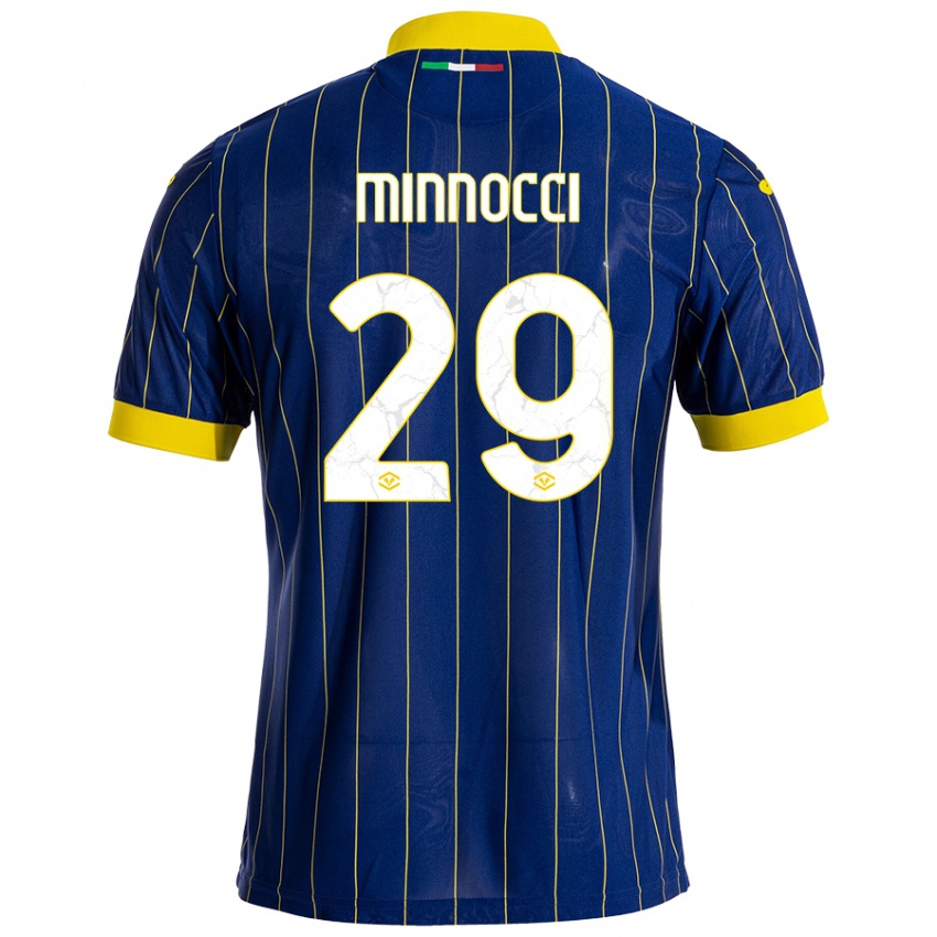 Kinderen Valerio Minnocci #29 Blauw Geel Thuisshirt Thuistenue 2024/25 T-Shirt België