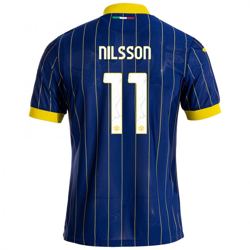 Enfant Maillot Sara Nilsson #11 Bleu Jaune Tenues Domicile 2024/25 T-Shirt Belgique