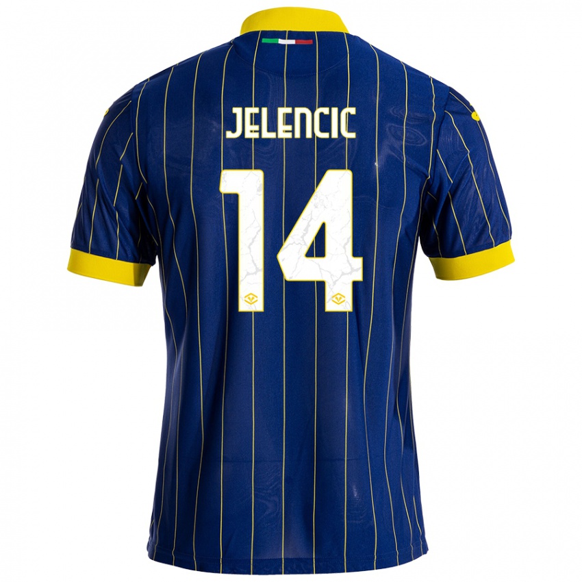 Enfant Maillot Ana Jelencic #14 Bleu Jaune Tenues Domicile 2024/25 T-Shirt Belgique