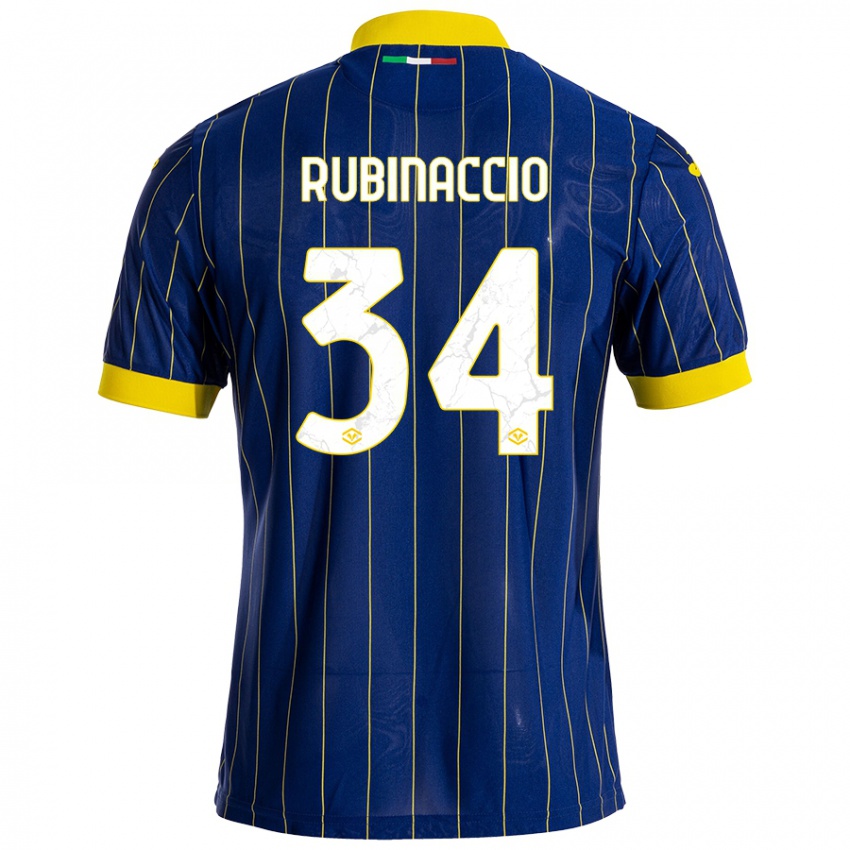 Enfant Maillot Nikol Rubinaccio #34 Bleu Jaune Tenues Domicile 2024/25 T-Shirt Belgique