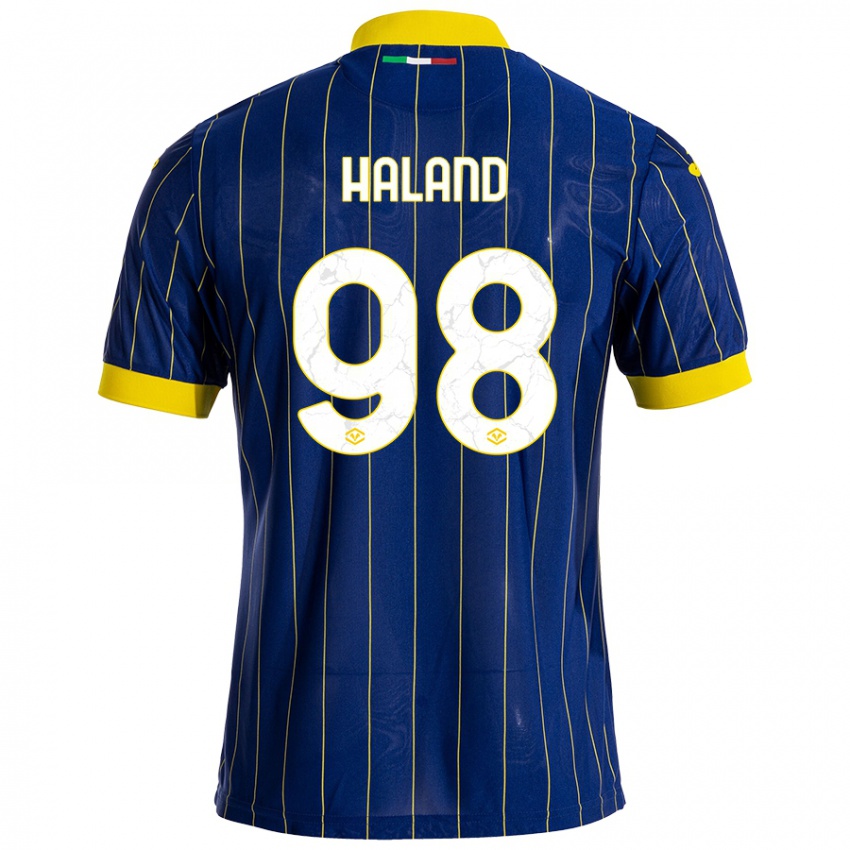 Enfant Maillot Benedicte Iversen Håland #98 Bleu Jaune Tenues Domicile 2024/25 T-Shirt Belgique