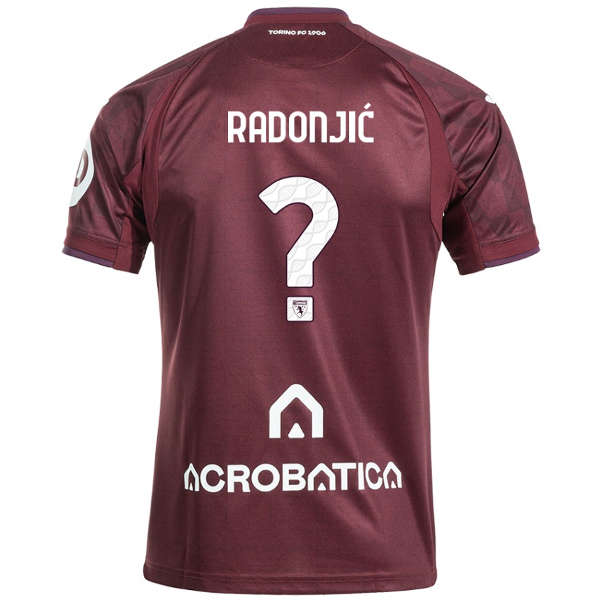 Enfant Maillot Nemanja Radonjic #0 Bordeaux Blanc Tenues Domicile 2024/25 T-Shirt Belgique