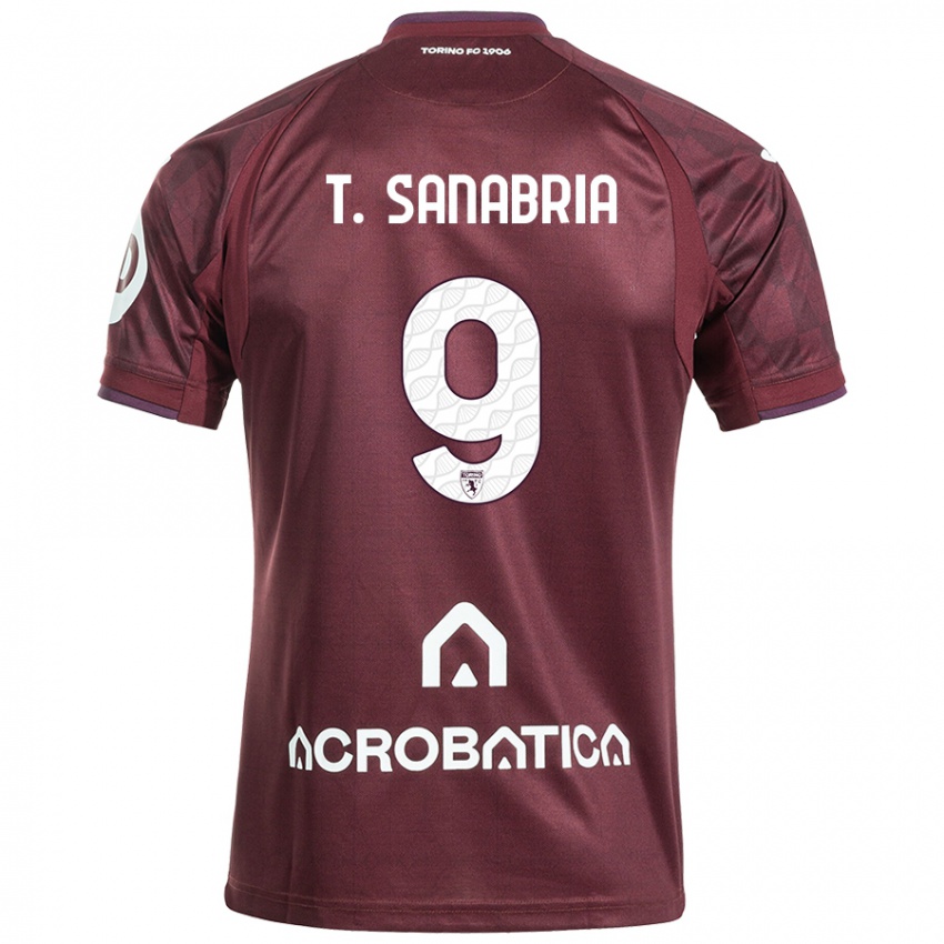 Enfant Maillot Antonio Sanabria #9 Bordeaux Blanc Tenues Domicile 2024/25 T-Shirt Belgique