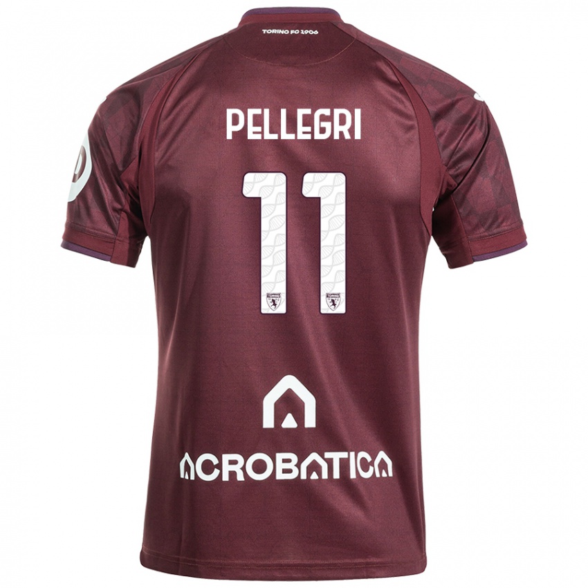 Enfant Maillot Pietro Pellegri #11 Bordeaux Blanc Tenues Domicile 2024/25 T-Shirt Belgique