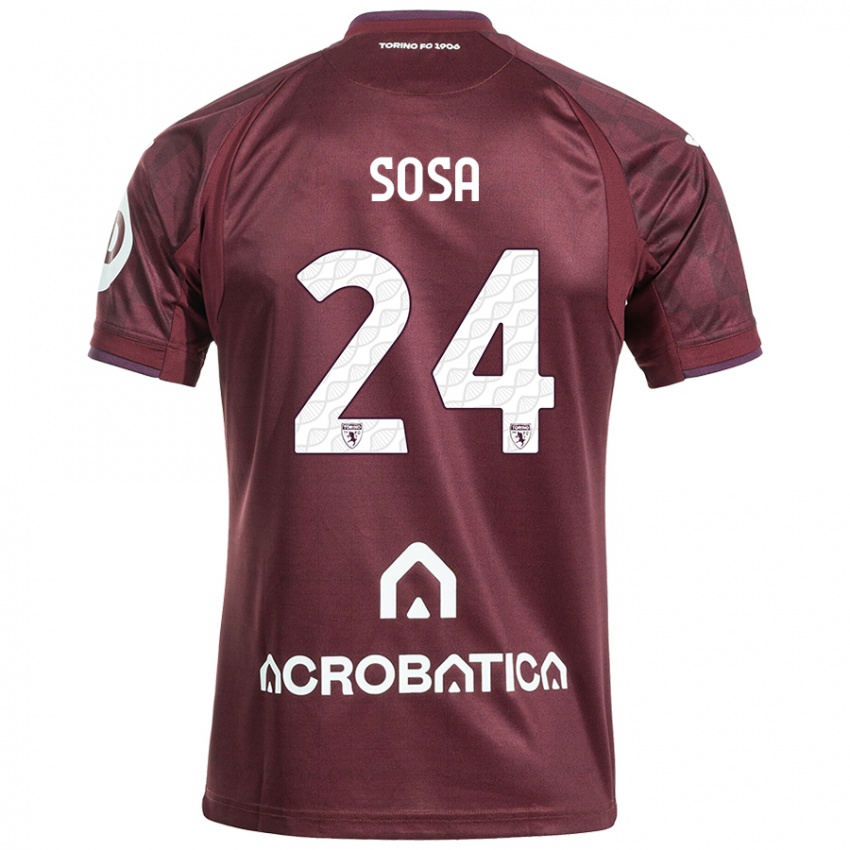 Enfant Maillot Borna Sosa #24 Bordeaux Blanc Tenues Domicile 2024/25 T-Shirt Belgique