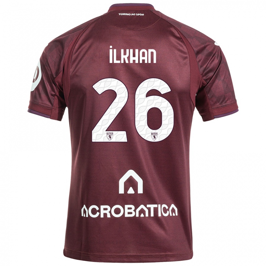 Enfant Maillot Emirhan İlkhan #26 Bordeaux Blanc Tenues Domicile 2024/25 T-Shirt Belgique