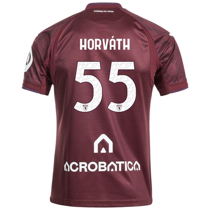 Enfant Maillot Krisztofer Horváth #55 Bordeaux Blanc Tenues Domicile 2024/25 T-Shirt Belgique