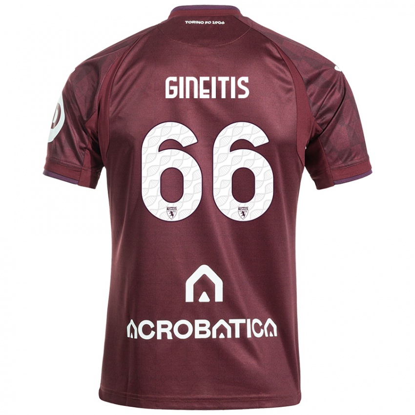 Enfant Maillot Gvidas Gineitis #66 Bordeaux Blanc Tenues Domicile 2024/25 T-Shirt Belgique