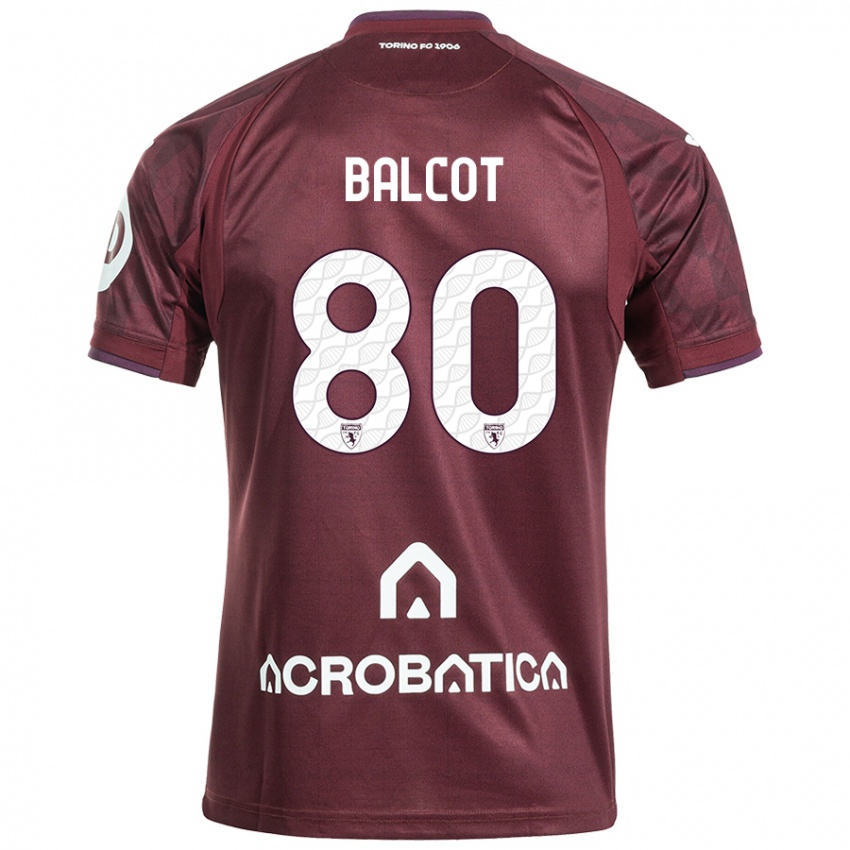 Enfant Maillot Côme Bianay Balcot #80 Bordeaux Blanc Tenues Domicile 2024/25 T-Shirt Belgique