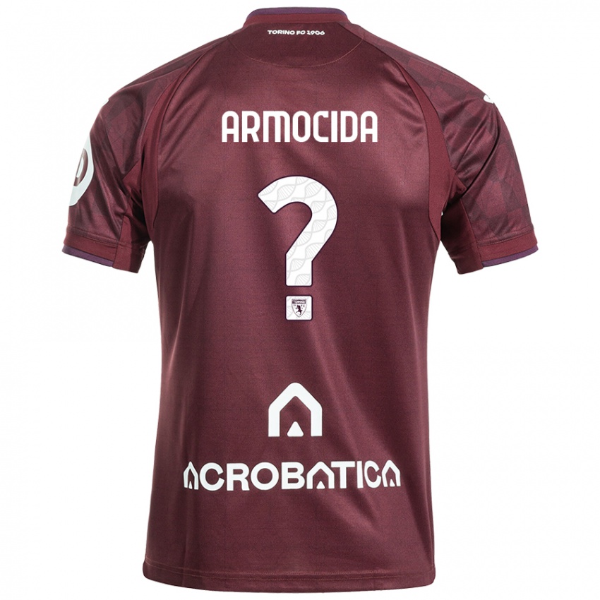 Enfant Maillot Simone Armocida #0 Bordeaux Blanc Tenues Domicile 2024/25 T-Shirt Belgique