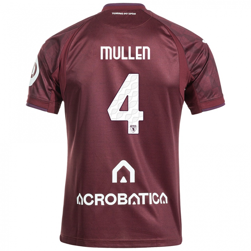 Enfant Maillot Senan Mullen #4 Bordeaux Blanc Tenues Domicile 2024/25 T-Shirt Belgique