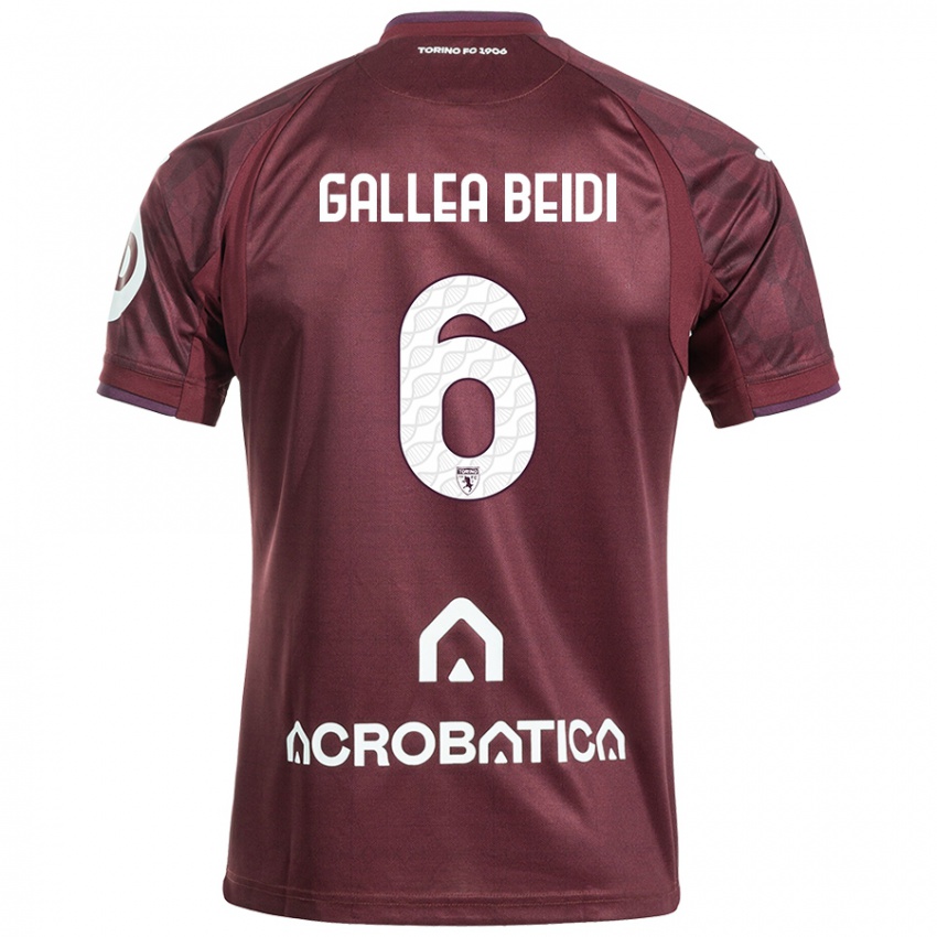 Enfant Maillot Francesco Gallea Beidi #6 Bordeaux Blanc Tenues Domicile 2024/25 T-Shirt Belgique