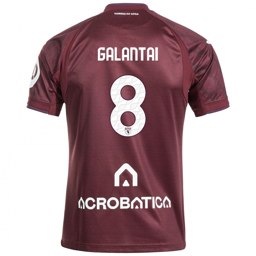 Enfant Maillot Tamás Galántai #8 Bordeaux Blanc Tenues Domicile 2024/25 T-Shirt Belgique