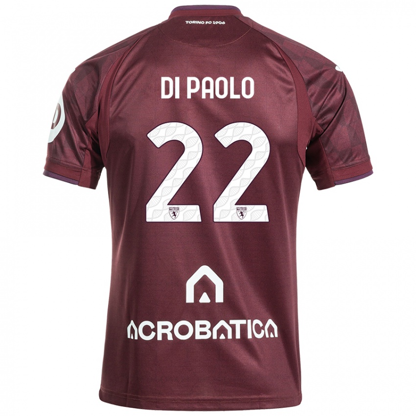 Enfant Maillot Sebastiano Di Paolo #22 Bordeaux Blanc Tenues Domicile 2024/25 T-Shirt Belgique