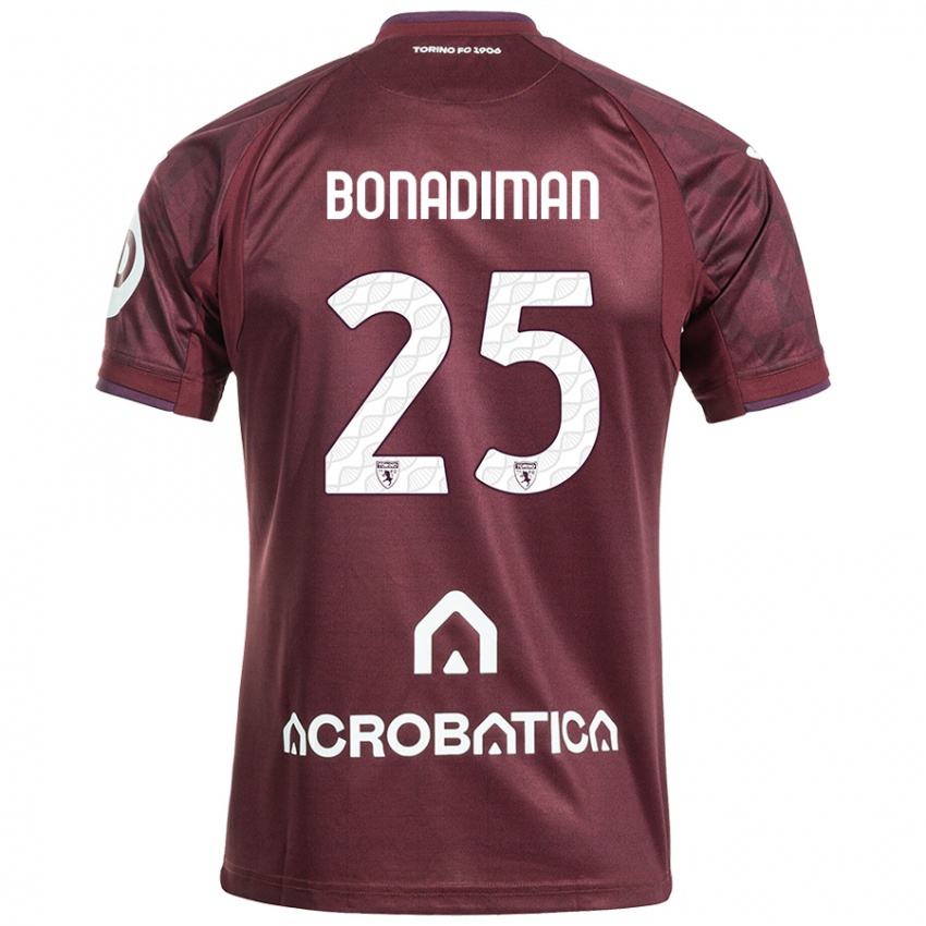 Enfant Maillot Matteo Bonadiman #25 Bordeaux Blanc Tenues Domicile 2024/25 T-Shirt Belgique