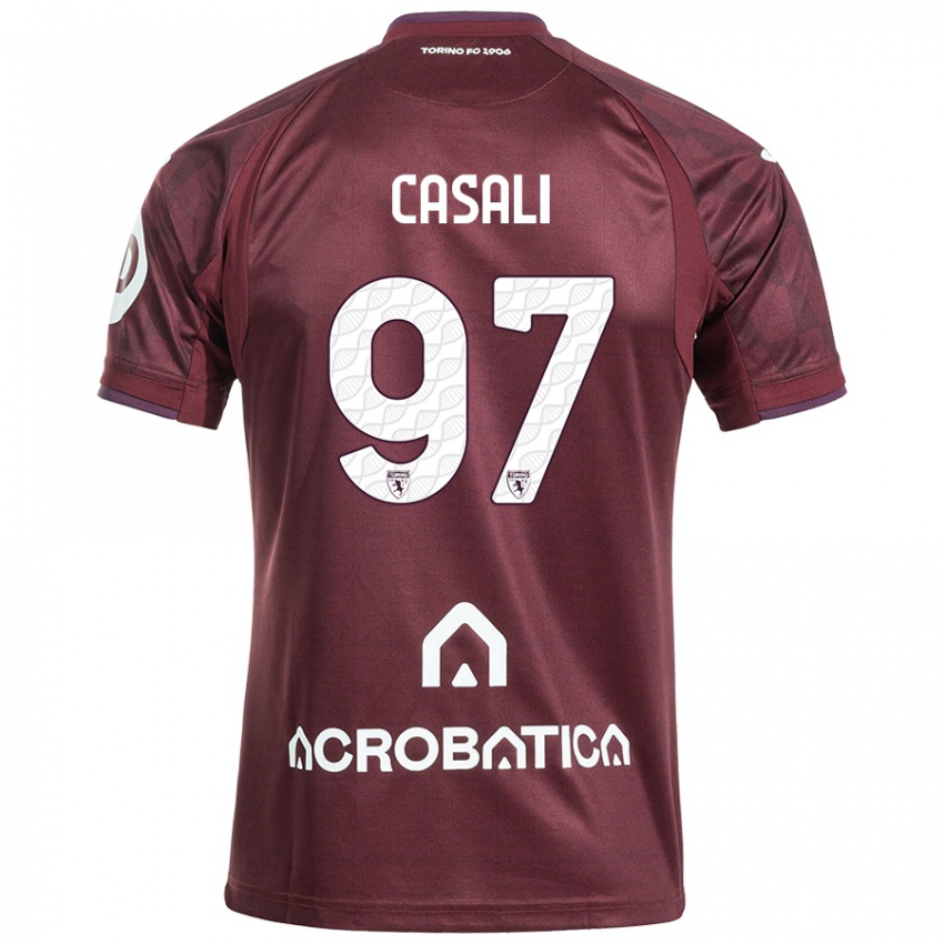 Enfant Maillot Michele Casali #97 Bordeaux Blanc Tenues Domicile 2024/25 T-Shirt Belgique