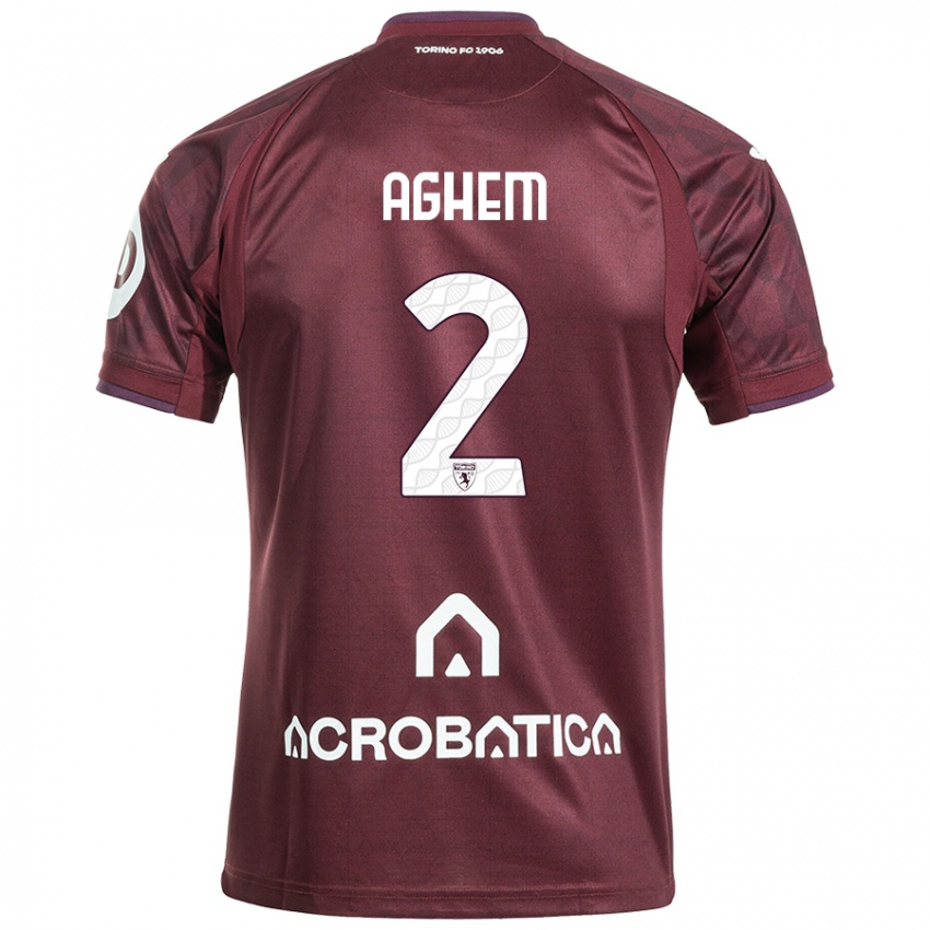 Enfant Maillot Brigitta Aghem #2 Bordeaux Blanc Tenues Domicile 2024/25 T-Shirt Belgique