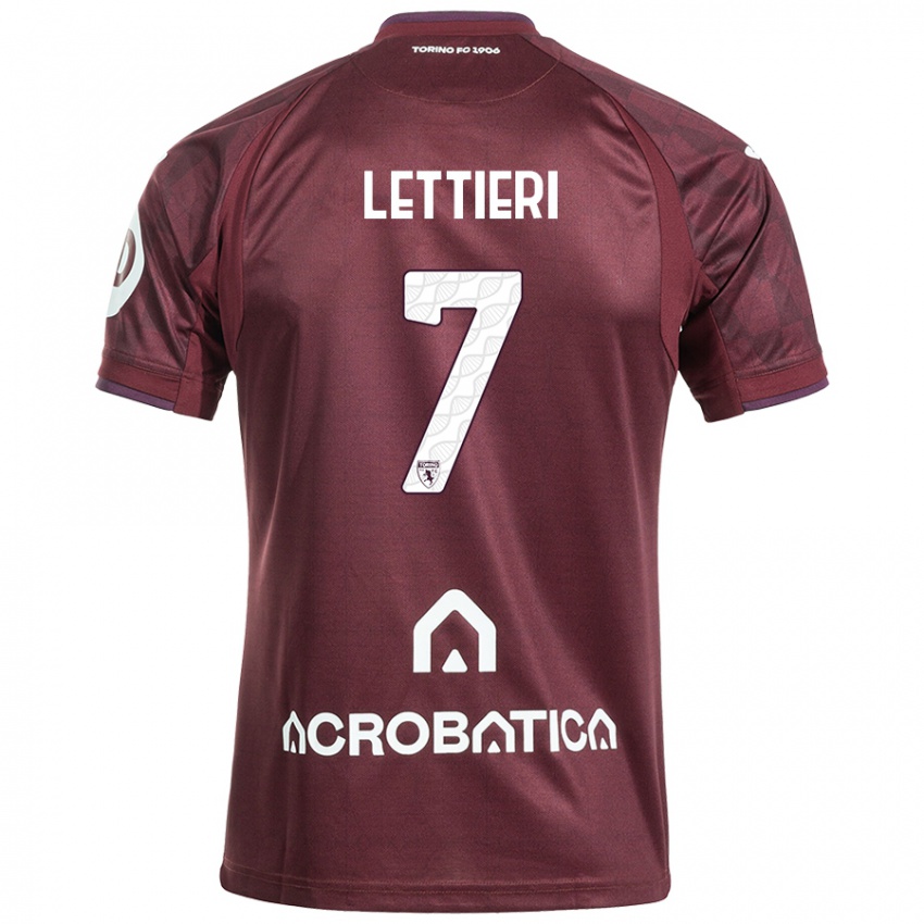 Enfant Maillot Jessica Lettieri #7 Bordeaux Blanc Tenues Domicile 2024/25 T-Shirt Belgique