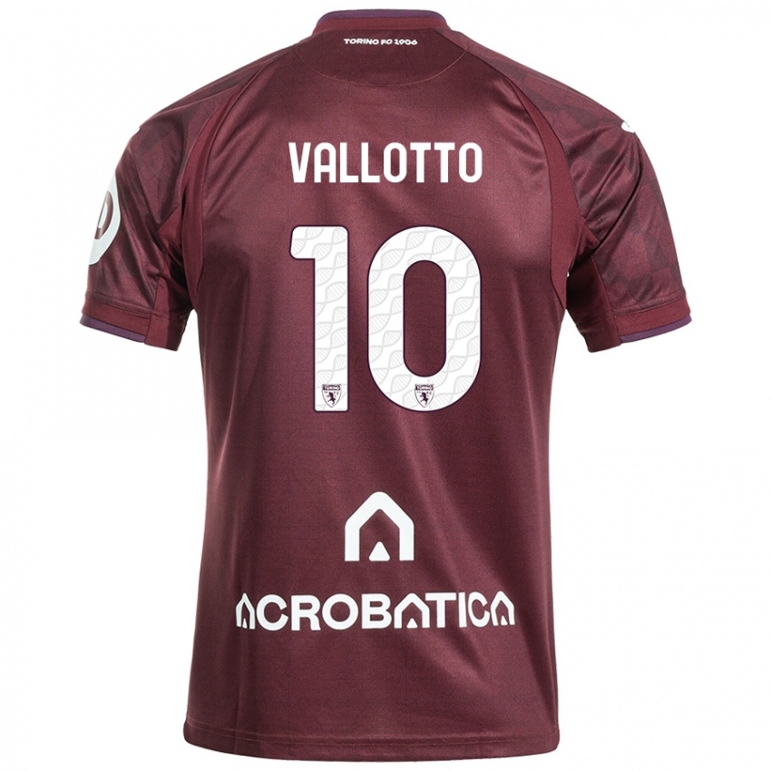 Enfant Maillot Greta Vallotto #10 Bordeaux Blanc Tenues Domicile 2024/25 T-Shirt Belgique